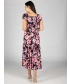Navy Pink Print gathered neckline dress cap sleeve .