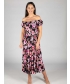 Navy Pink Print gathered neckline dress cap sleeve .