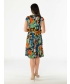 LEAF PRINT PANEL DRESS WITH CAP SLEEVE- D30138