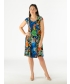 LEAF PRINT PANEL DRESS WITH CAP SLEEVE- D30138