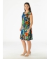 LEAF PRINT PANEL DRESS WITH CAP SLEEVE- D30138