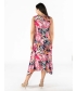 LEAF PRINT SLEEVELESS HANDKERCHIEF HEM- D30136