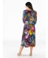 Multi Leaf Print Dress With V Neck- D30141