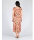 Multi Printed gathered neckline dress with cap sleeve
