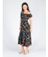 Printed gathered neckline dress cap sleeve
