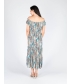 multi print gathered neckline dress