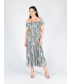 multi print gathered neckline dress