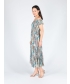 multi print gathered neckline dress
