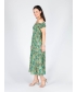 Floral Print Gathered Neckline Dress Cap