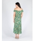 FLORAL PRINT GATHERED NECKLINE DRESS CAP SLEEVE 