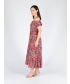 FLORAL PRINT GATHERED NECKLINE DRESS CAP SLEEVE 