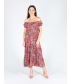 FLORAL PRINT GATHERED NECKLINE DRESS CAP SLEEVE 