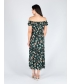 Floral print gathered neckline dress with cap sleeve