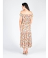CAP SLEEVE PRINTED GATHERED NECKLINE DRESS 