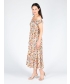 Olive Multi Printed gathered neckline dress cap sleeve