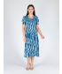 TURQ PRINT PRINTED ROUND NECK CRINKLE DRESS