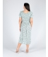 FLOWER PRINT SQUARE NECK CRINKLE DRESS