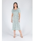 FLOWER PRINT SQUARE NECK CRINKLE DRESS