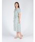 FLOWER PRINT SQUARE NECK CRINKLE DRESS