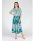 MINT PRINT PRINT DRESS ROUND NECK WITH SHORT SLEEVE