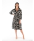 FLORAL PRINT V NECK LONG SLEEVE DRESS