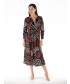 V-NECK CROSS OVER PRINTED DRESS LONG SLEEVE
