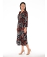 V-NECK CROSS OVER PRINTED DRESS LONG SLEEVE