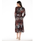 V-NECK CROSS OVER PRINTED DRESS LONG SLEEVE
