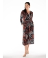 V-NECK CROSS OVER PRINTED DRESS LONG SLEEVE