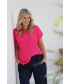 Cerise Plain Textured JUMPER With Cap Sleeve