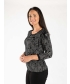 BLACK WHITE STRIPE PRINTED JUMPER ROUND NECK 3/4 SLEEVE
