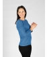 Blue Pointelle Jumper Round Neck with 3/4 Sleeve