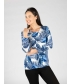 Printed Leaf Jumper Round Neck with 3/4 Sleeve