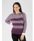 Purple Color Fluffy stripe cowl neck jumper long sleeve