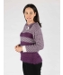 Purple Color Fluffy stripe cowl neck jumper long sleeve