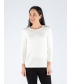 WHITE TEXTURED SPOT JUMPER WITH 3/4 SLEEVE