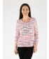 Tape yarn Jumper round neck with 3/4 sleeve - Pink Multi