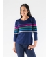 MULTI STRIPE JUMPER ROUND NECK 3/4 SLEEV