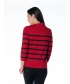 STRIPE JUMPER WITH COWL NECK 3/4 SLEEVE