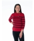 STRIPE JUMPER WITH COWL NECK 3/4 SLEEVE