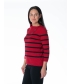STRIPE JUMPER WITH COWL NECK 3/4 SLEEVE