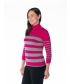 CERISE GREY ROLL NECK STRIPED JUMPER 3/4 SLEEVE