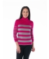 CERISE GREY ROLL NECK STRIPED JUMPER 3/4 SLEEVE