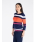 ROUND NECK 3/4 SLEEVE STRIPED JUMPER
