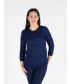 NAVY TEXTURED JUMPER ROUND NECK WITH 3/4 SLEEVE