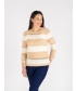 WIDE STRIPE ROUND NECK JUMPER 3/4 SLEEVE