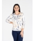 LEAF PRINT JUMPER ROUND NECK 3/4 SLEEVE