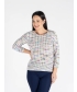 MULTI COLOR TAPE YARN JUMPER 3/4 SLEEVE