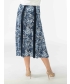 Blue print skirt with elasticated waist contrast panels and tie belt
