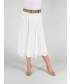 WHITE CRINKLE FABRIC PANELLED SKIRT WITH LININ